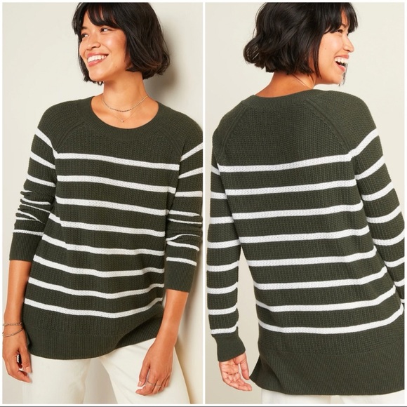 XL PETITE Stripe Green Sweater - Picture 2 of 7